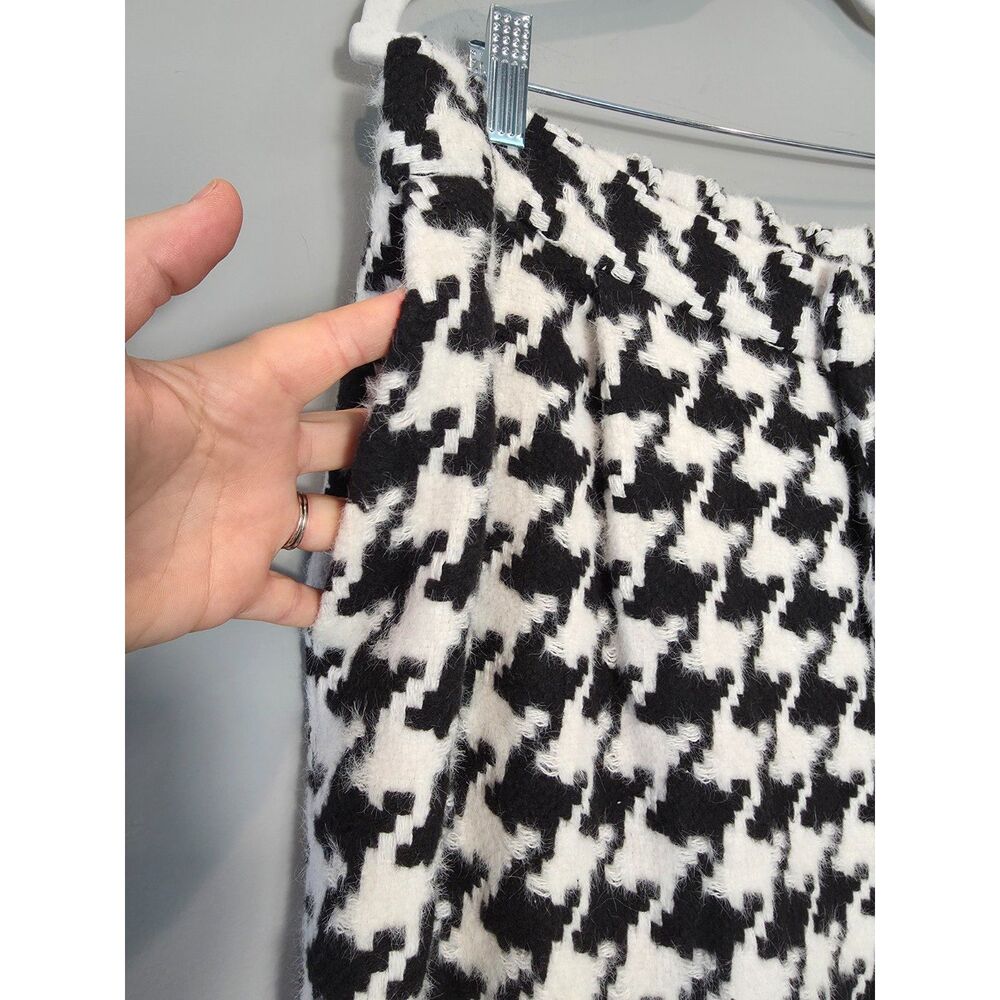 Eloquii Sz 14 Textured Houndstooth Wide Leg Trousers Novelty Bold Pattern Plus